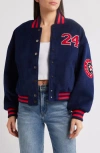 Nasty Gal Tailored Varsity Bomber Jacket In Navy