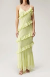 NASTY GAL TIERED RUFFLE CHIFFON MAXI DRESS