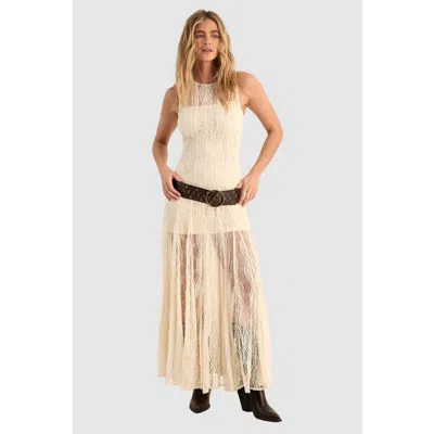 Nasty Gal Vintage Lace Godet Hem Maxi Dress In Neutral