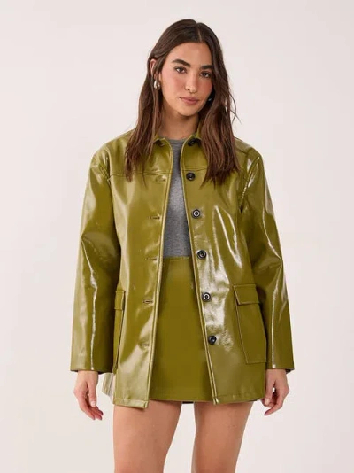 Nasty Gal Vinyl High Clean Longline Jacket In Green