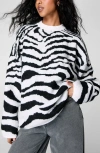 Nasty Gal Zebra Oversize Sweater In Black