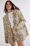 Nasty Gal Zebra Print Oversized Tailored Blazer In Yellow