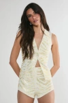 Nasty Gal Zebra V-neck Tailored Vest In Neutral