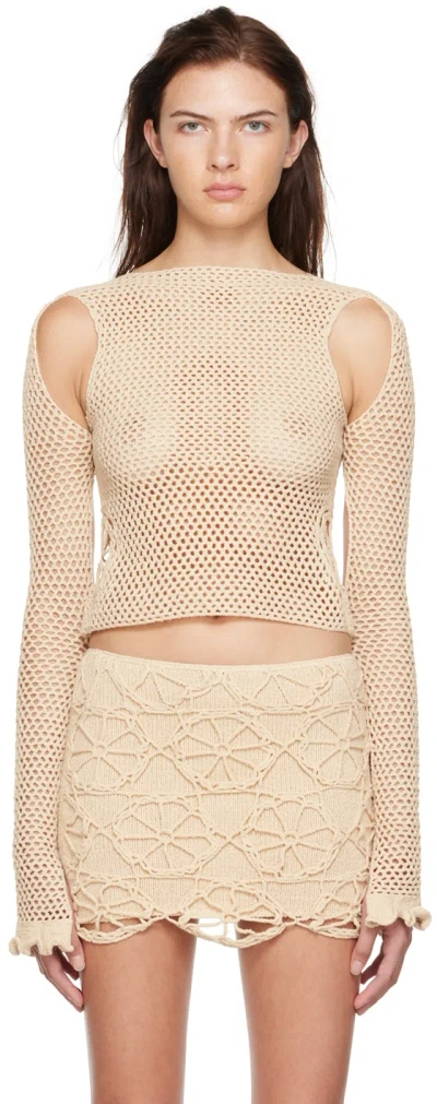 Nastyamasha Ssense Exclusive Beige Crocheted Sweater