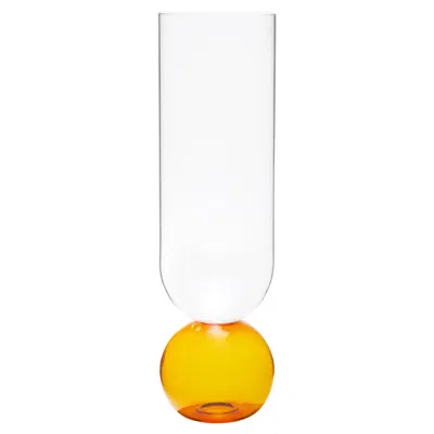 Pre-owned Natalia Criado Contemporary Amber Flower Glass Blown Cylinder Vase Handcrafted,  In Brown