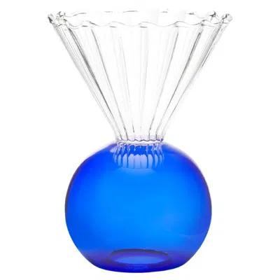 Pre-owned Natalia Criado Contemporary Blue Blown Glass Bowl By  Circular Round Cone