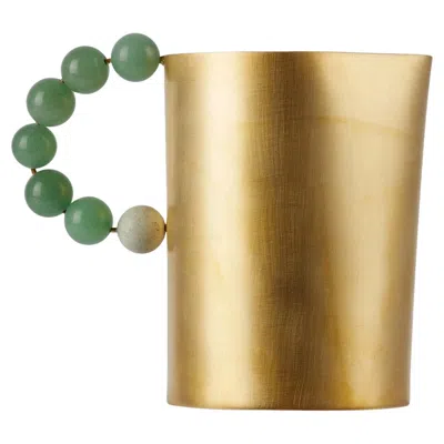 Pre-owned Natalia Criado Contemporary Gold Plated Green Quartz Stone Milk Container By