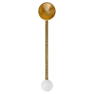 Pre-owned Natalia Criado Contemporary Gold Plated Spoon Set White Quartz Stone Handcrafted