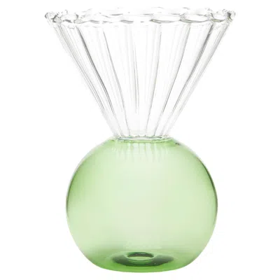Pre-owned Natalia Criado Contemporary Green Blown Glass Bowl By  Circular Round Cone