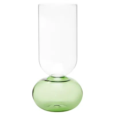 Pre-owned Natalia Criado Contemporary Green Flower Glass Blown Cylinder Vase Handcrafted,
