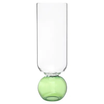 Pre-owned Natalia Criado Contemporary Green Flower Glass Blown Cylinder Vase Handcrafted,
