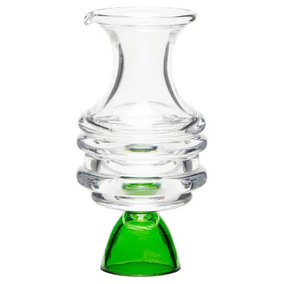 Pre-owned Natalia Criado Contemporary Oil Vinegar Blown Green Glass Server Handcrafted By