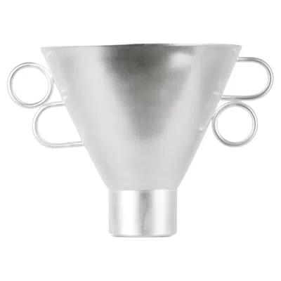 Pre-owned Natalia Criado Contemporary Silver Plated Flower Cone Shape Vase Handcrafted,