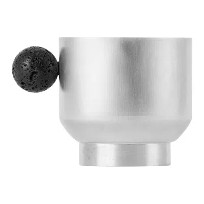 Pre-owned Natalia Criado Contemporary Silver Plated Lava Stone Cup Handcrafted Italy By  In Red