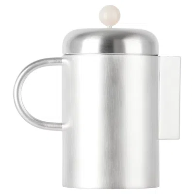 Pre-owned Natalia Criado Contemporary Simple Coffee Container Silver Pink Stone Artisanal
