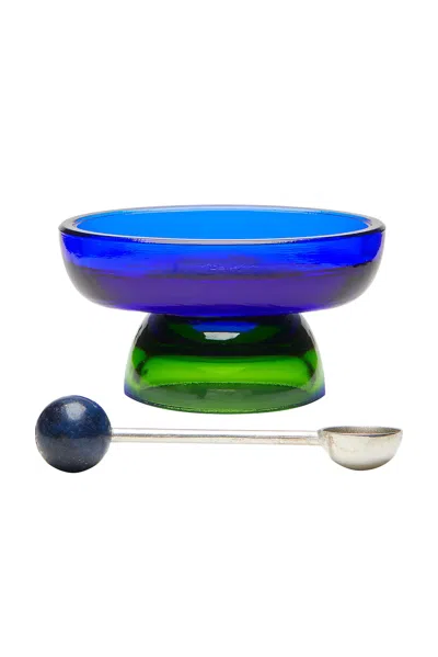 Natalia Criado Lake Salt Cellar & Little Spoon In Blue