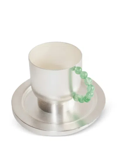 Natalia Criado Perlina Cup And Saucer In Silver