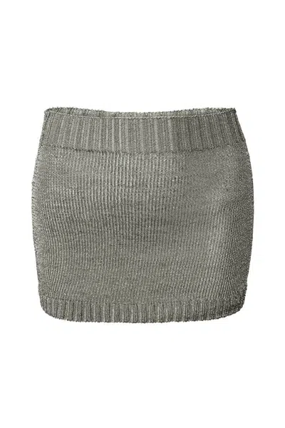 Natalia Fedner Women's Sparkly Yarn Knit Mini Skirt - Silver