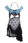 Natalia Petruch Women's Black / Blue Lidia Lace Dress In Black & Teal In Black/blue