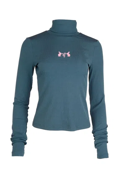 Natalia Petruch Women's Blue Daphne Turtle Neck Sweater In Teal