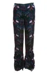 Natalia Petruch Women's Elodie Silk Velvet Trousers In Mystic Rabbit Print