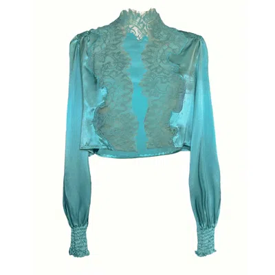 Natalia Petruch Women's Green / Blue Eloise Jacket In Teal Mulberry Silk In Multi