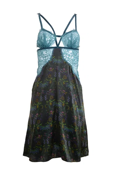 Natalia Petruch Women's Green Stella Silk Dress In Mountain Flowers