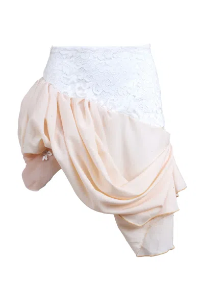 Natalia Petruch Women's Ingrid Layered Skirt With Lace In White