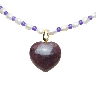 Natalia Petruch Women's Neutrals / Pink / Purple Lilibeth Choker In Natural Pearls & Amethysts In Multi