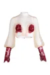 Natalia Petruch Women's Neutrals / Red Brunelle Long Sleeve Top In Beige & Red In Red
