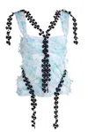 Natalia Petruch Women's Neutrals / White Anabelle Top In Pastel Floral Print & Bows In White
