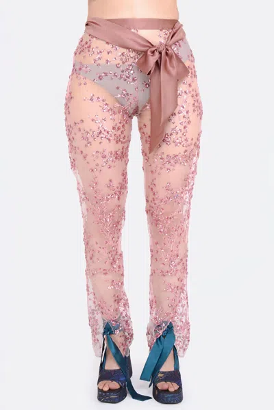Natalia Petruch Women's Pink / Purple Berta Sequins Trousers In Pink In Pink/purple