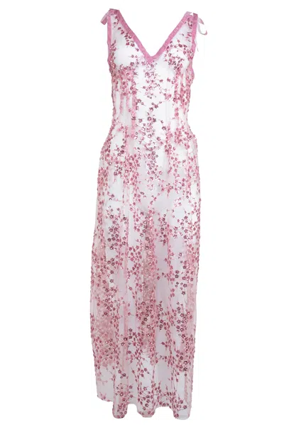 Natalia Petruch Women's Pink / Purple Bianca Dress In Pink Flora Sequins In Pink/purple