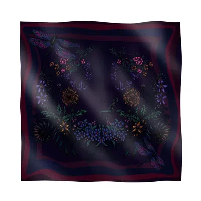 Natalia Petruch Women's Pink / Purple Mountain Flowers Silk Handkerchief - Dark Purple