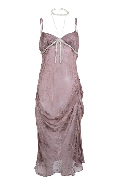 Natalia Petruch Women's Pink / Purple Soleil Silk Devore Dress In Dusty Pink In Pink/purple