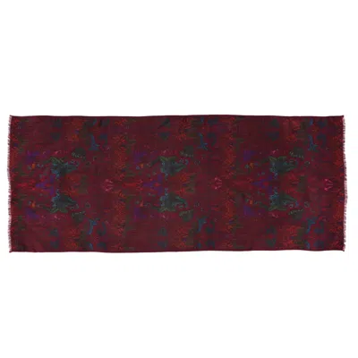 Natalia Petruch Women's Red Botanical Silk And Wool Scarf