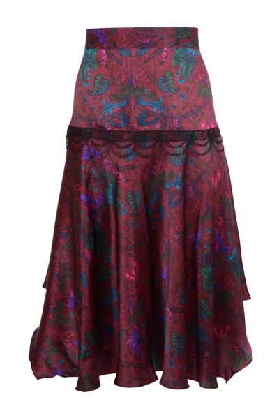 Natalia Petruch Women's Red Delilah Skirt In Silk Botanical Print