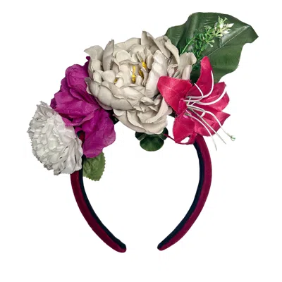 Natalia Petruch Women's Red Marlowe Velvet Oversized Flower Headband