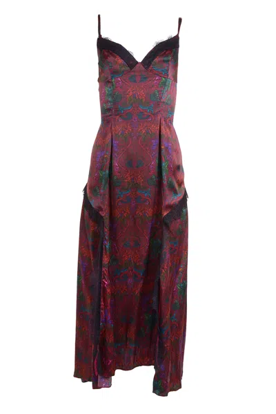 Natalia Petruch Women's Red Scarlet Silk Dress In Botanical Print