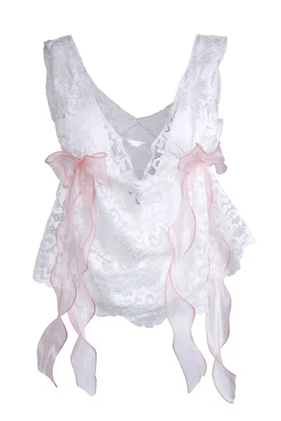 Natalia Petruch Women's White Bethany Top In While Lace