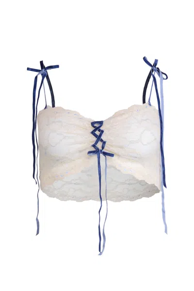 Natalia Petruch Women's White Birdie Bralette In While Lace