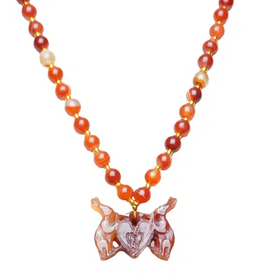 Natalia Petruch Women's Yellow / Orange / Red Mystic Rabbit Necklace In Carnelian Agate In Multi