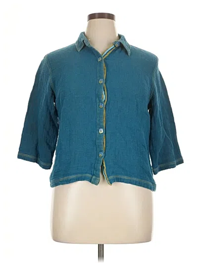 Pre-owned Natalie & Me 3/4 Sleeve Button Down Shirt In Blue