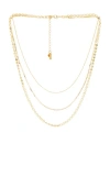 Natalie B Jewelry Anya Triple Strand Necklace In Metallic Gold