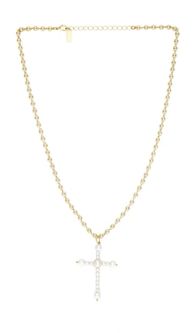 Natalie B Jewelry Charity Pearl Cross Necklace In Gold
