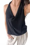 Natalie Busby Laid Back Cowl Top In Black In Black