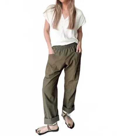 Natalie Busby Utility Slouch Pants In Olive In Green