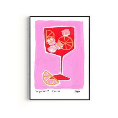 Natalie Cass Art Aperol Spritz Pink Hand Painted Art Print - A2