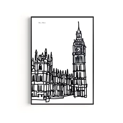 Natalie Cass Art Black / White Big Ben Art Print - A3 In Black/white