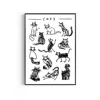 Natalie Cass Art Black / White Cat Black And White Drawing Art Print - A3